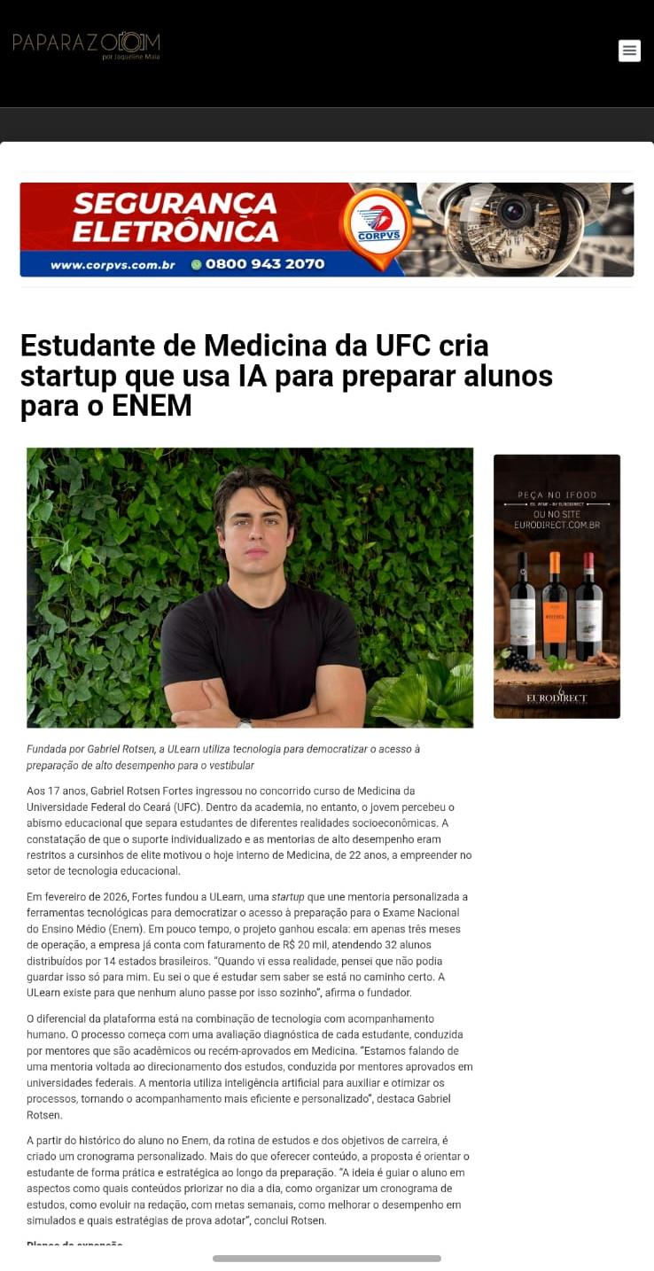 Reportagem sobre ULearn no Paparazoom